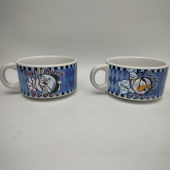 Bugs Bunny & Daffy Duck Soup Bowl set of 2 Soup Bowls Warner Bros 1998 - Picture 3 of 12